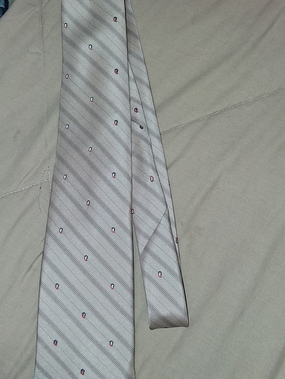Classic Light Gray Diagonal Stripe Tie with Micro Dot Motif